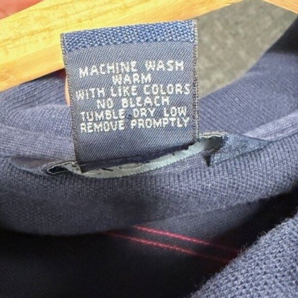 Brooks Brothers XL Navy/Red Striped Cotton Knit Long Sleeve Polo Shirt - Picture 5 of 5